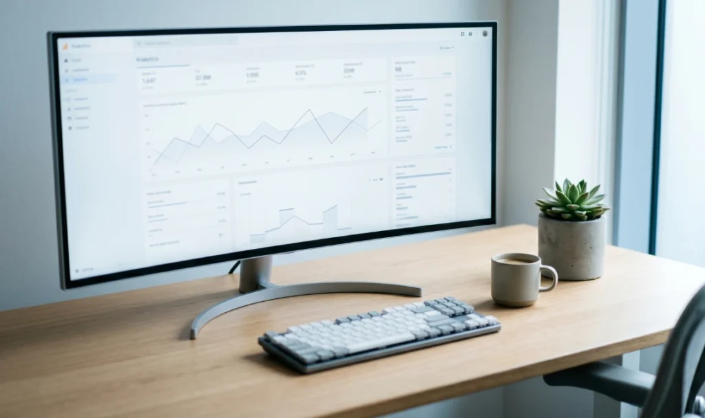 Ultrawide monitor with portfolio analytics dashboard, illustrating multi-broker tracking beyond Hargreaves Lansdown