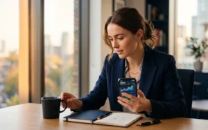 Self-directed UK investor reviewing a commission-free trading app portfolio on a smartphone