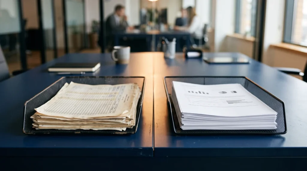 Two eras of E*TRADE export files illustrating the Morgan Stanley format change from CSV to XLSX